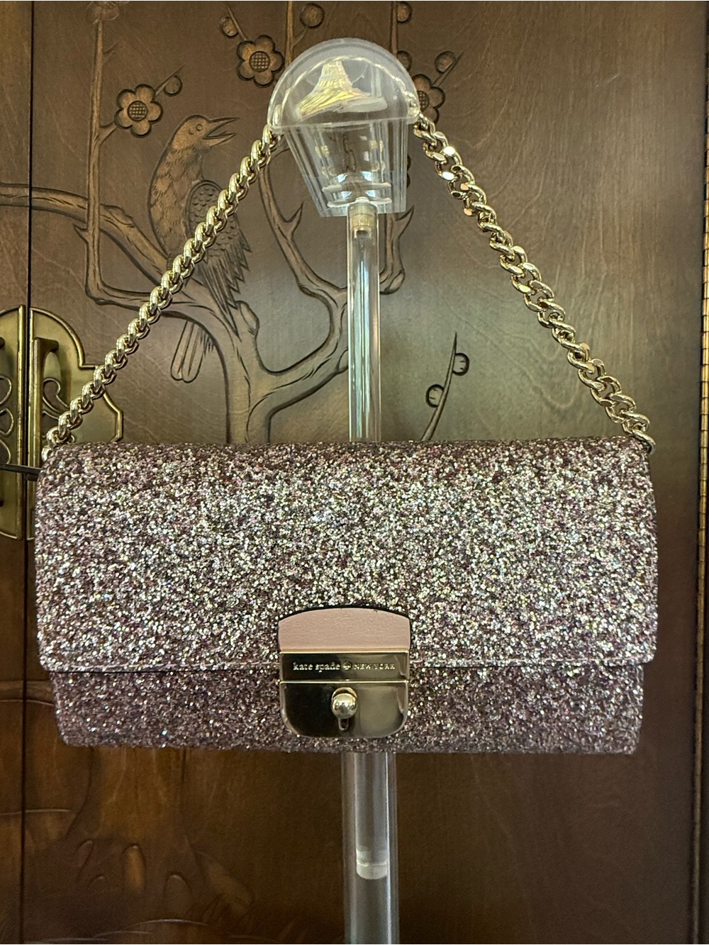 kate spade Sunset Lane Glitter Milou in Rose Gold Sparkle NWT